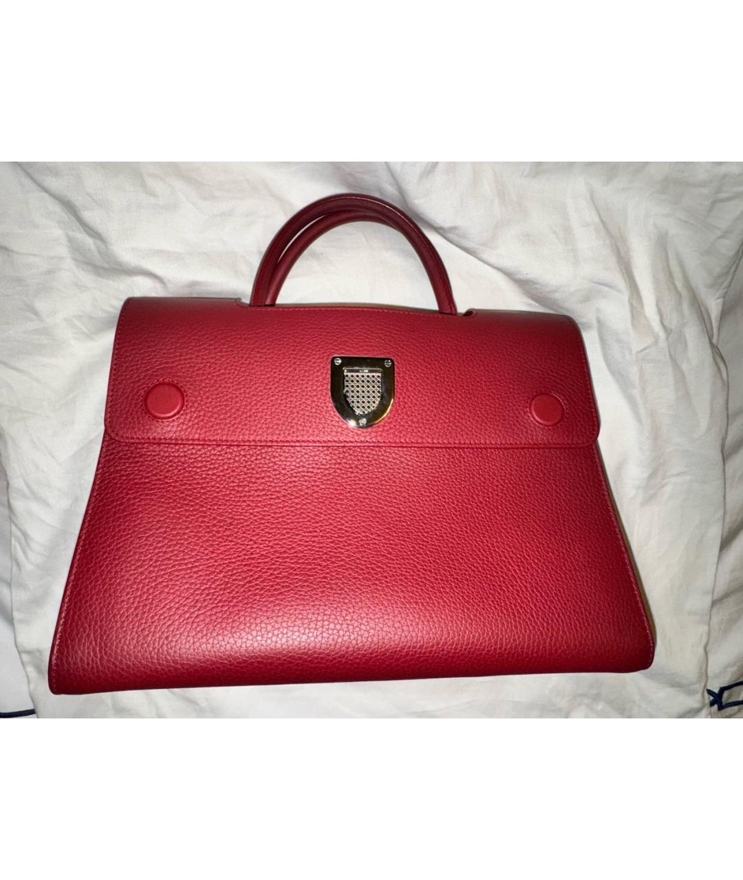 CHRISTIAN DIOR Бордовая кожаная сумка с короткими ручками, фото 3