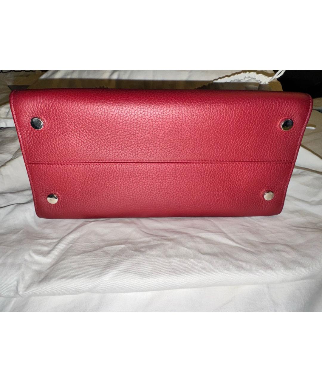 CHRISTIAN DIOR Бордовая кожаная сумка с короткими ручками, фото 5