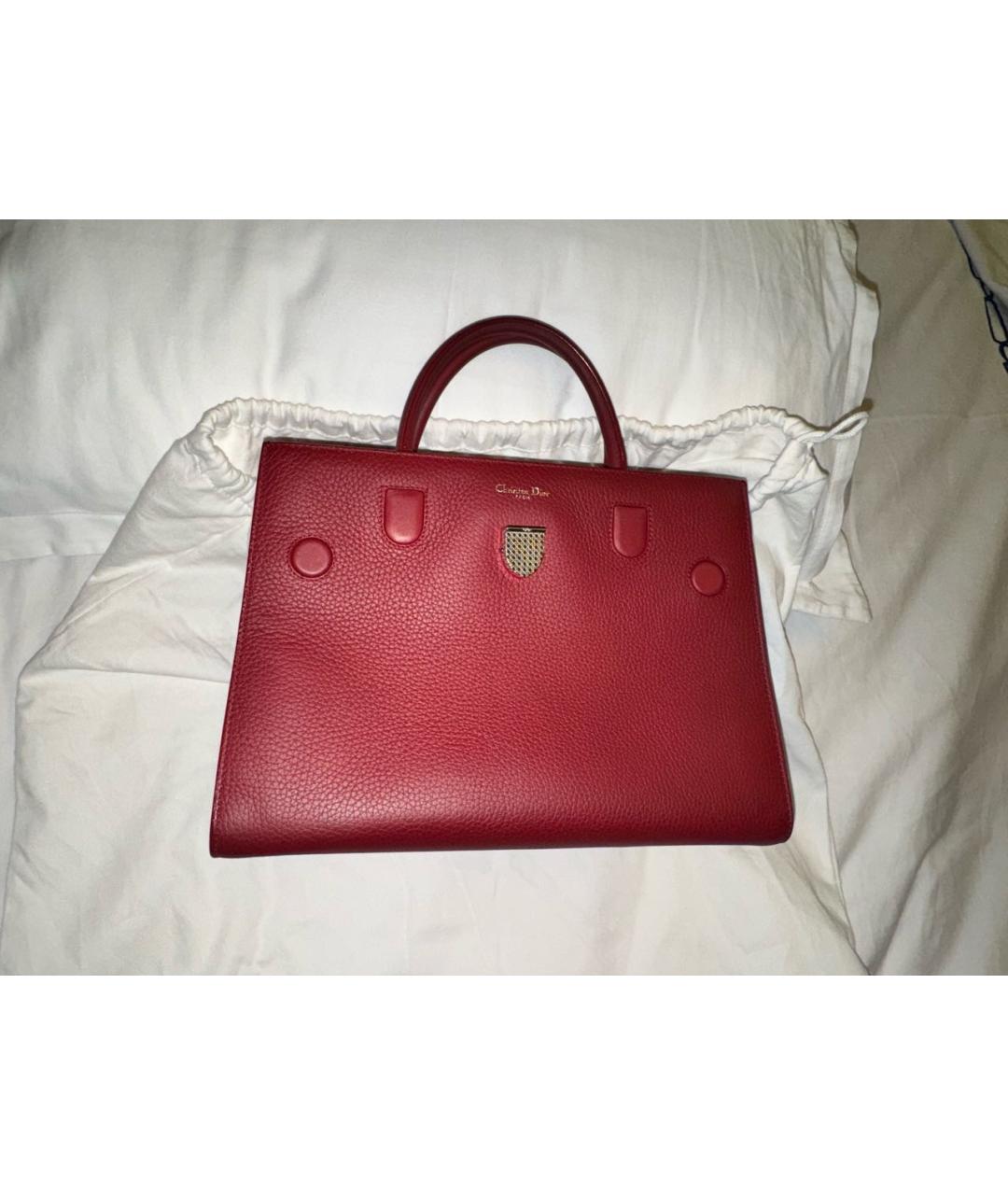CHRISTIAN DIOR Бордовая кожаная сумка с короткими ручками, фото 2