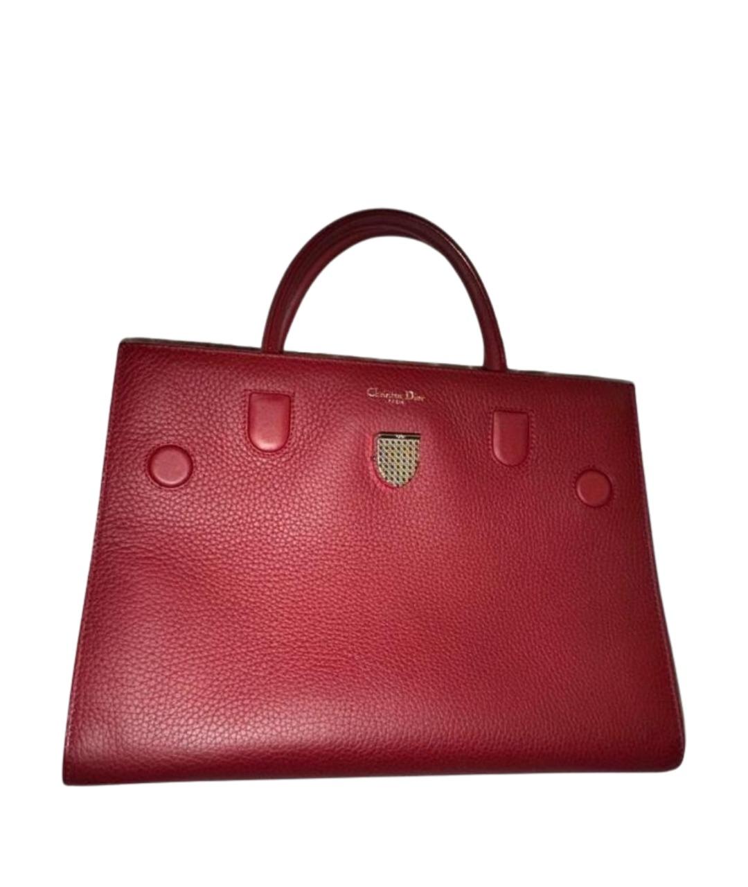 CHRISTIAN DIOR Бордовая кожаная сумка с короткими ручками, фото 1