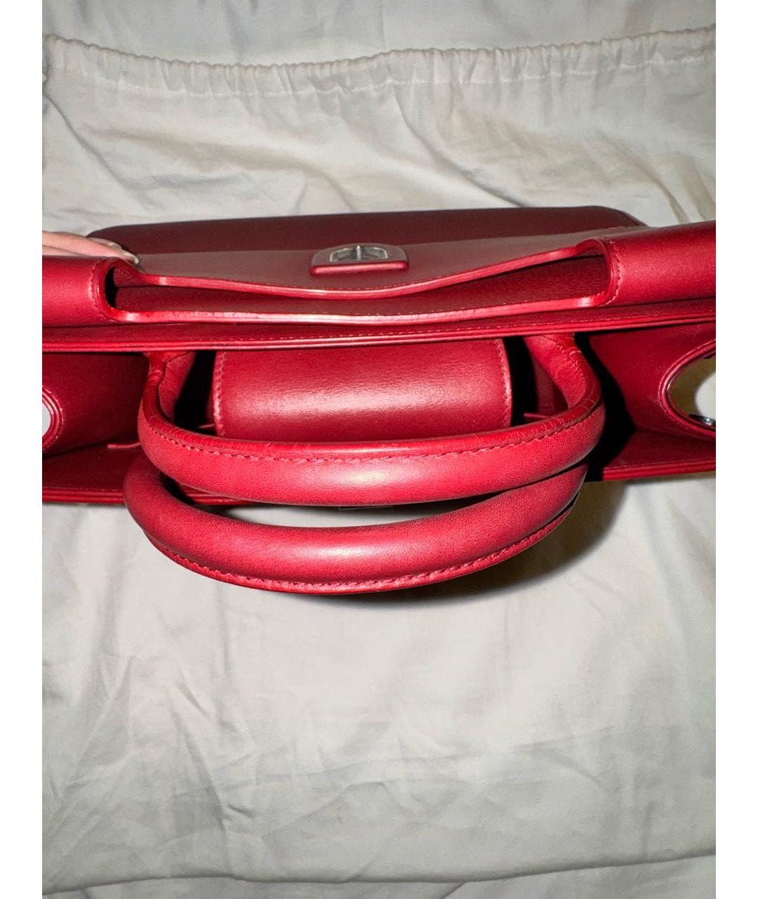 CHRISTIAN DIOR Бордовая кожаная сумка с короткими ручками, фото 6