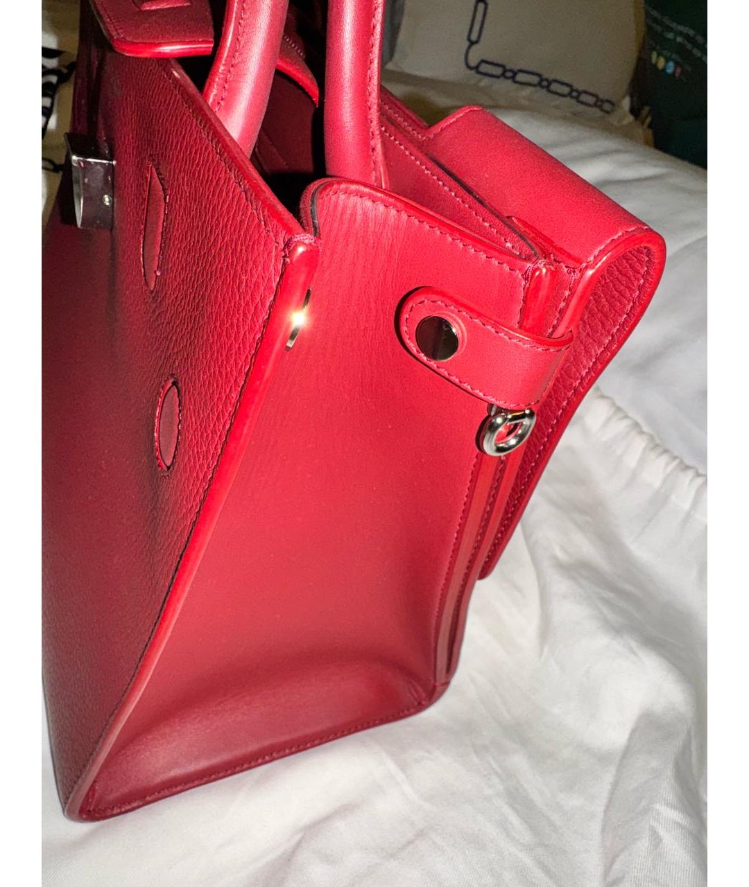 CHRISTIAN DIOR Бордовая кожаная сумка с короткими ручками, фото 8