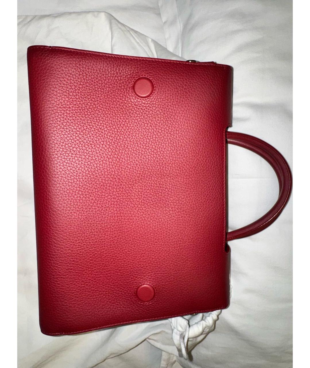 CHRISTIAN DIOR Бордовая кожаная сумка с короткими ручками, фото 4