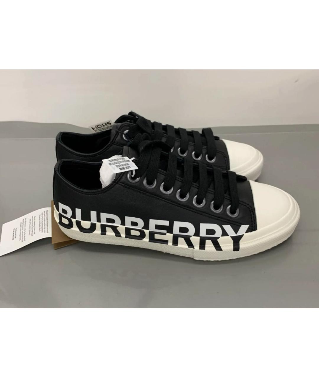 BURBERRY Черные кожаные кеды, фото 7