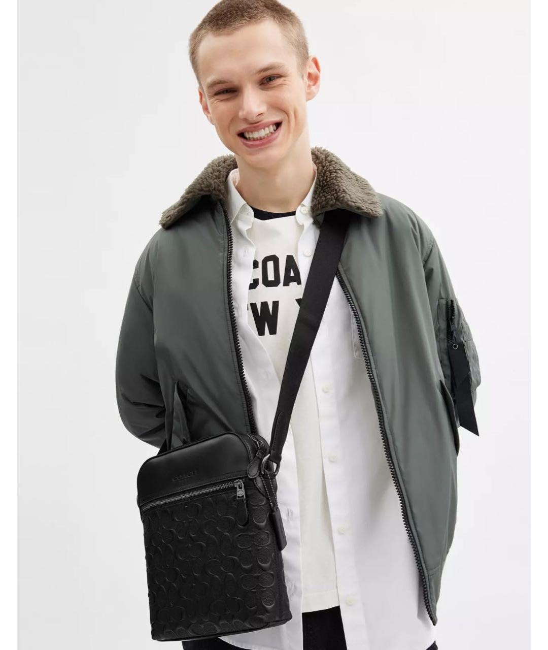 COACH Черная кожаная сумка на плечо, фото 2