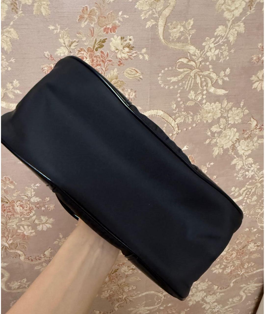 PRADA Черная тканевая сумка с короткими ручками, фото 4