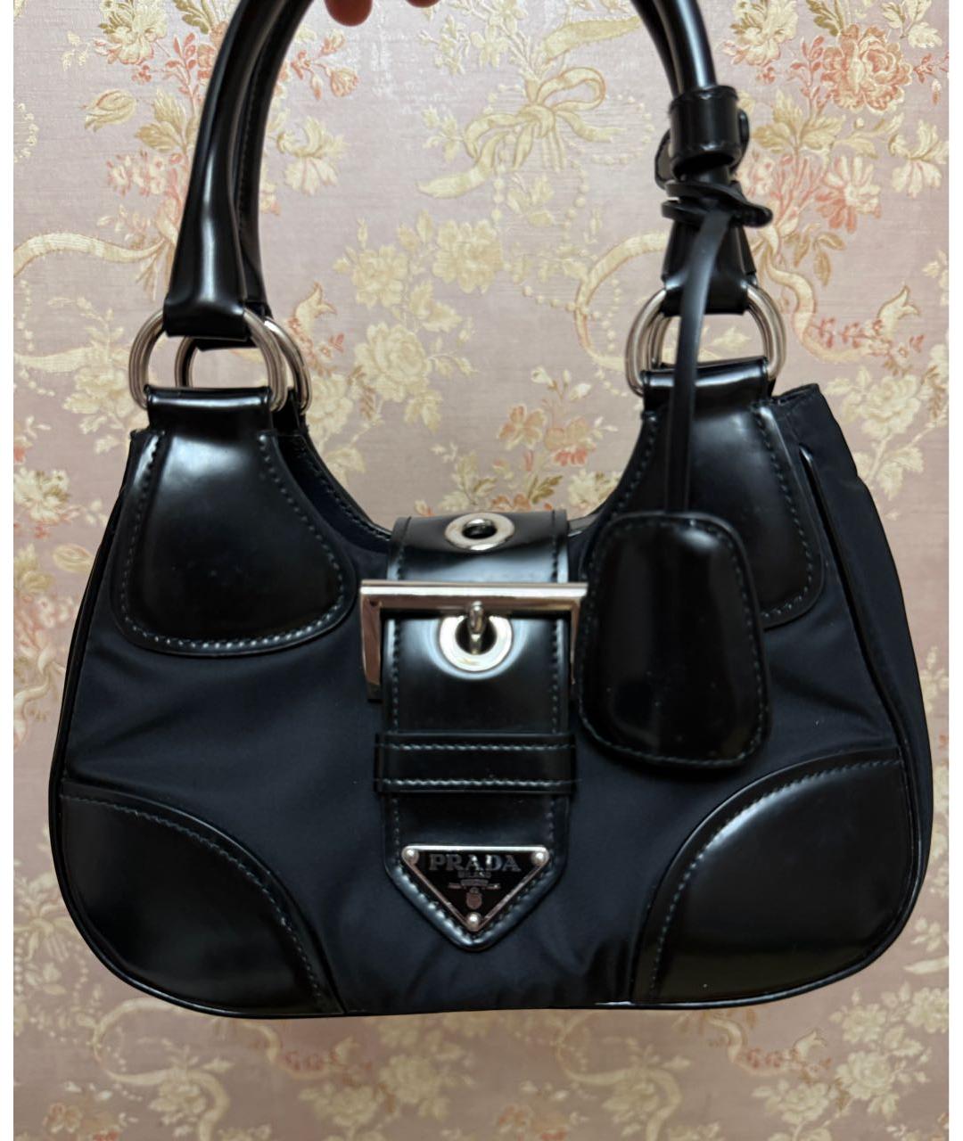 PRADA Черная тканевая сумка с короткими ручками, фото 5