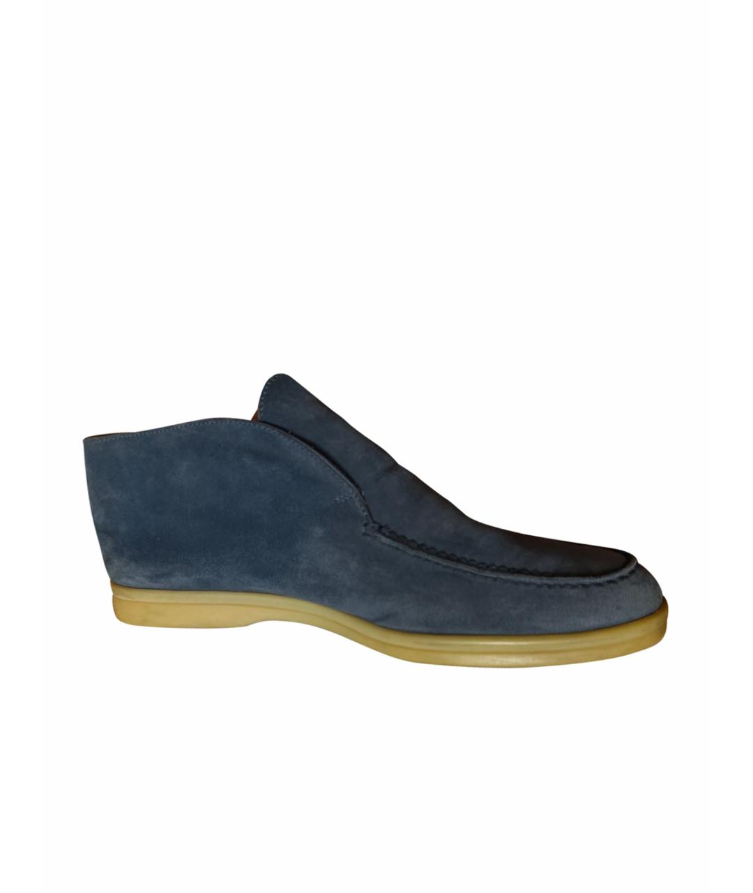 LORO PIANA Синие замшевые лоферы, фото 1