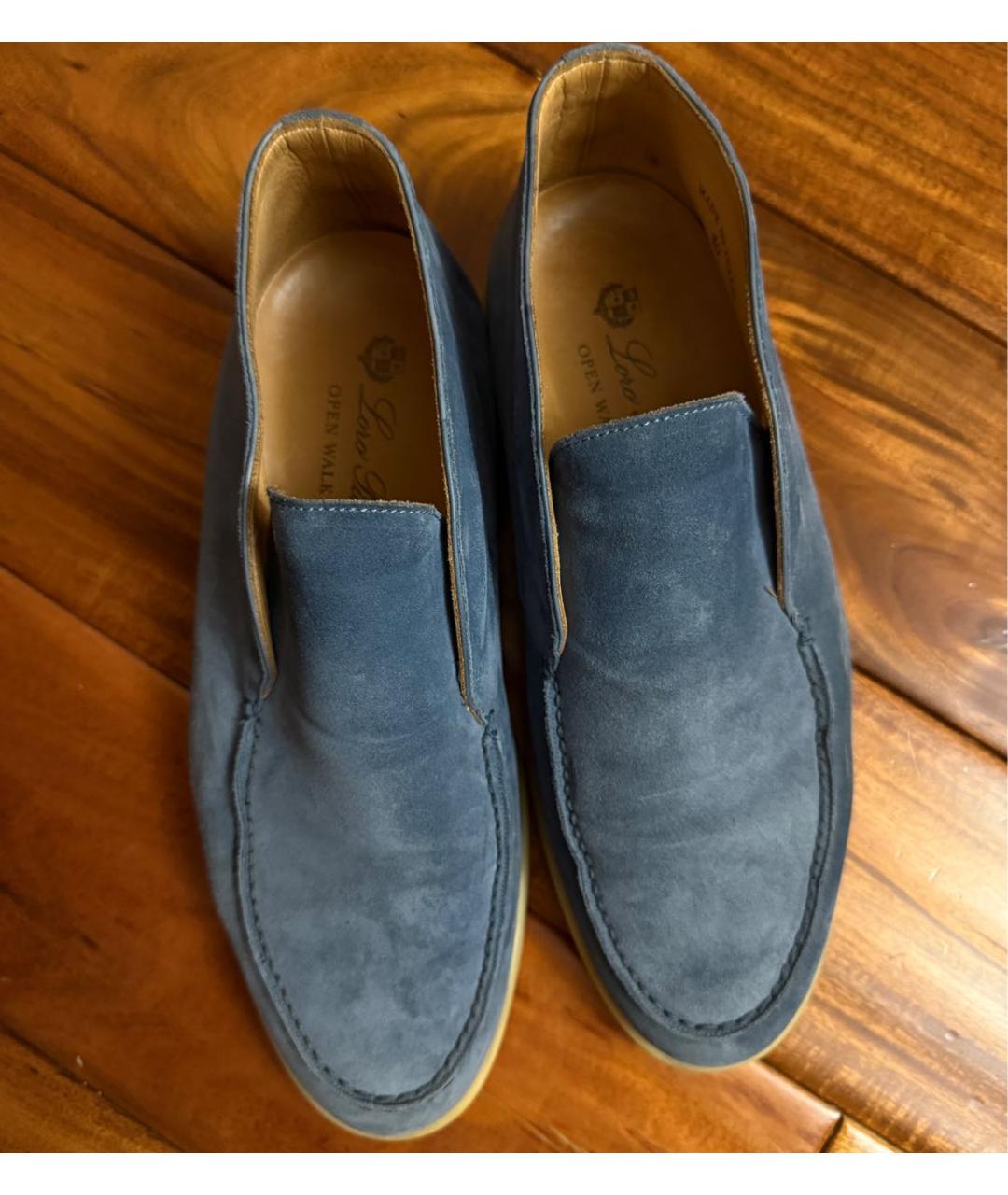 LORO PIANA Синие замшевые лоферы, фото 2