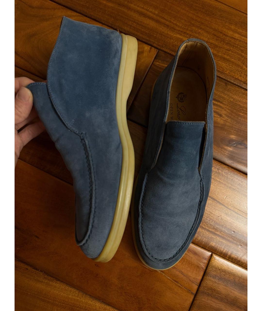 LORO PIANA Синие замшевые лоферы, фото 5