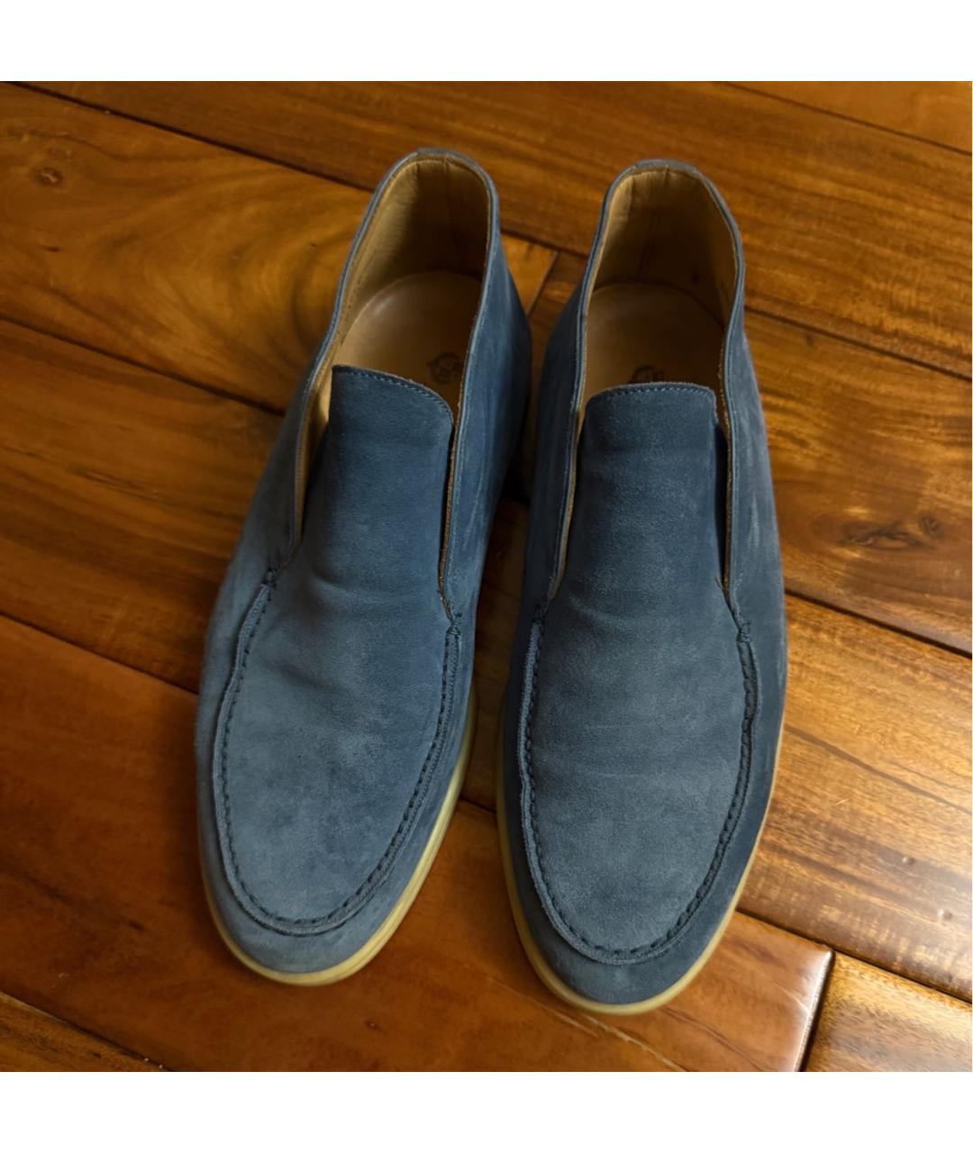 LORO PIANA Синие замшевые лоферы, фото 3