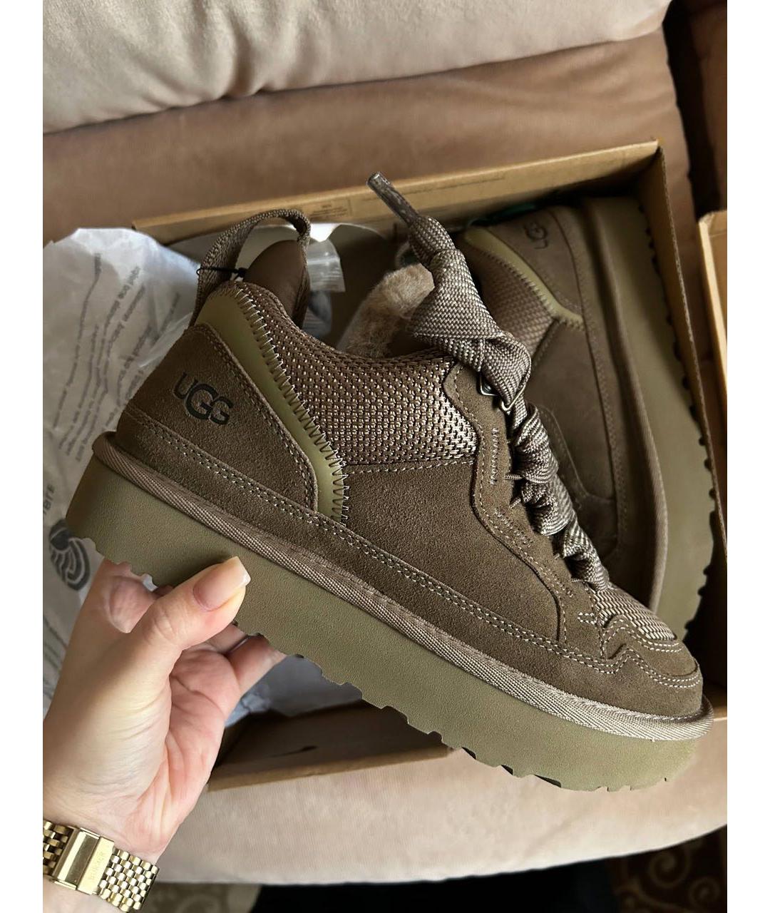 UGG AUSTRALIA Коричневые замшевые кроссовки, фото 5