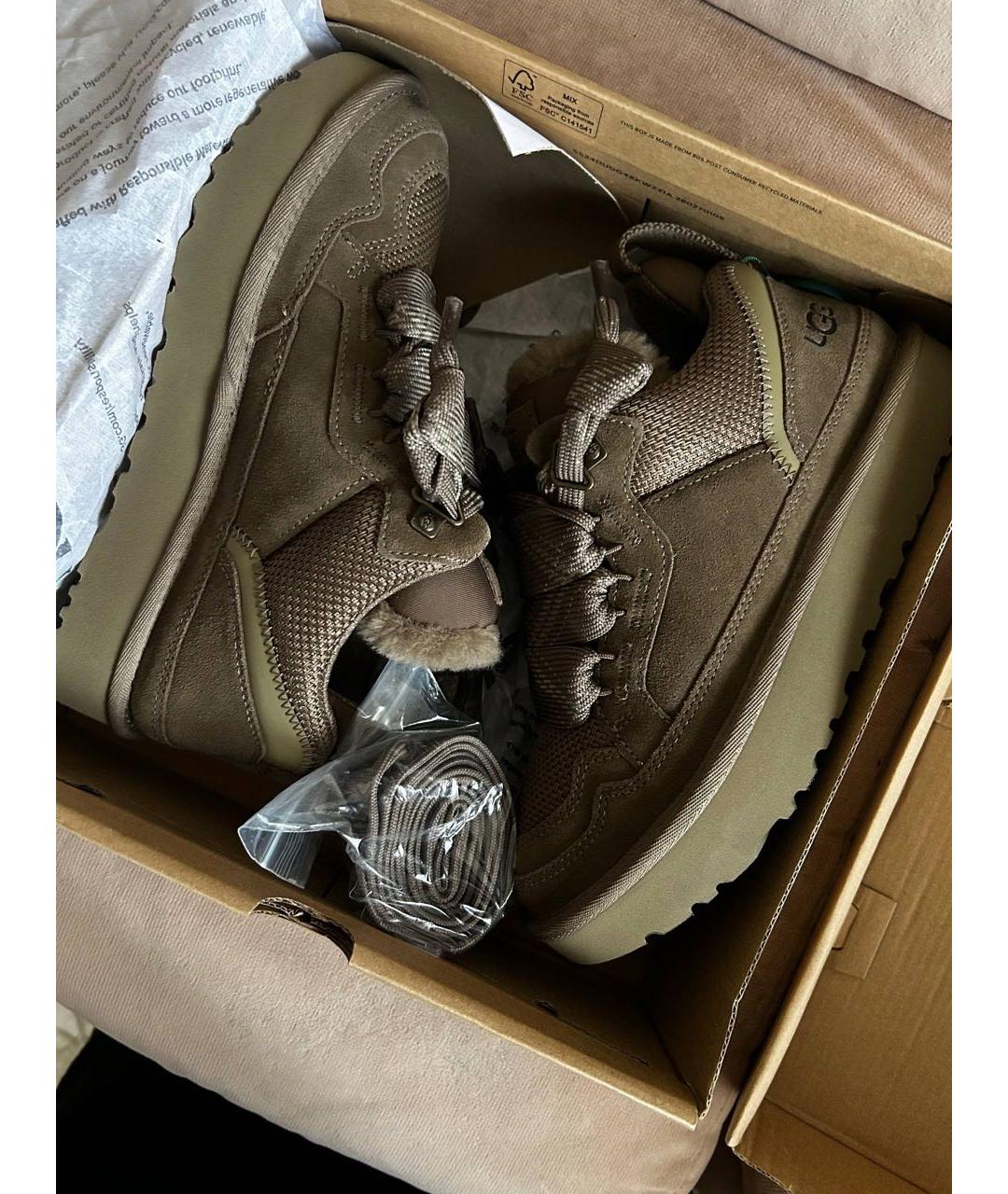 UGG AUSTRALIA Коричневые замшевые кроссовки, фото 2