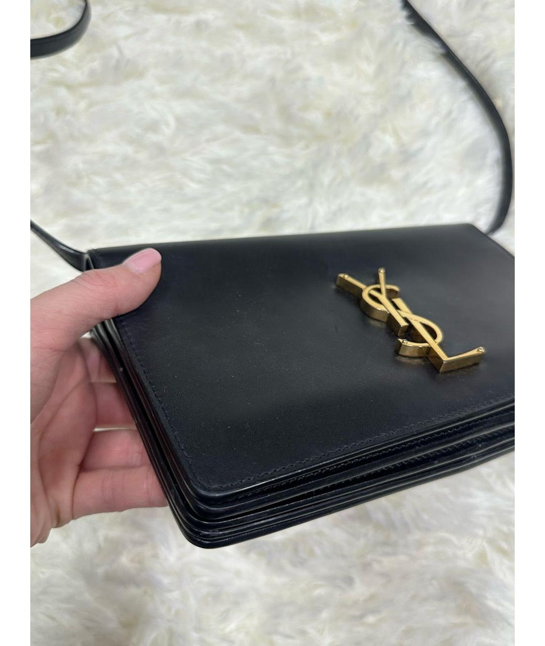 SAINT LAURENT Черная кожаная сумка через плечо, фото 3