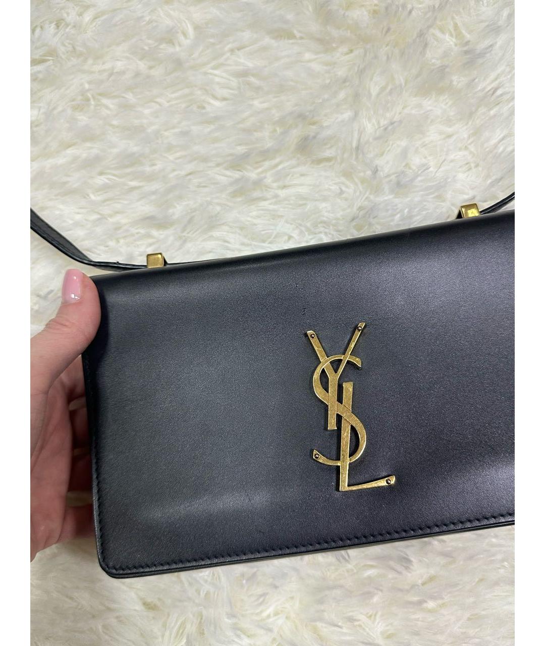 SAINT LAURENT Черная кожаная сумка через плечо, фото 2