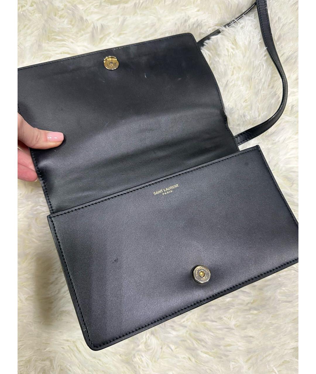 SAINT LAURENT Черная кожаная сумка через плечо, фото 6