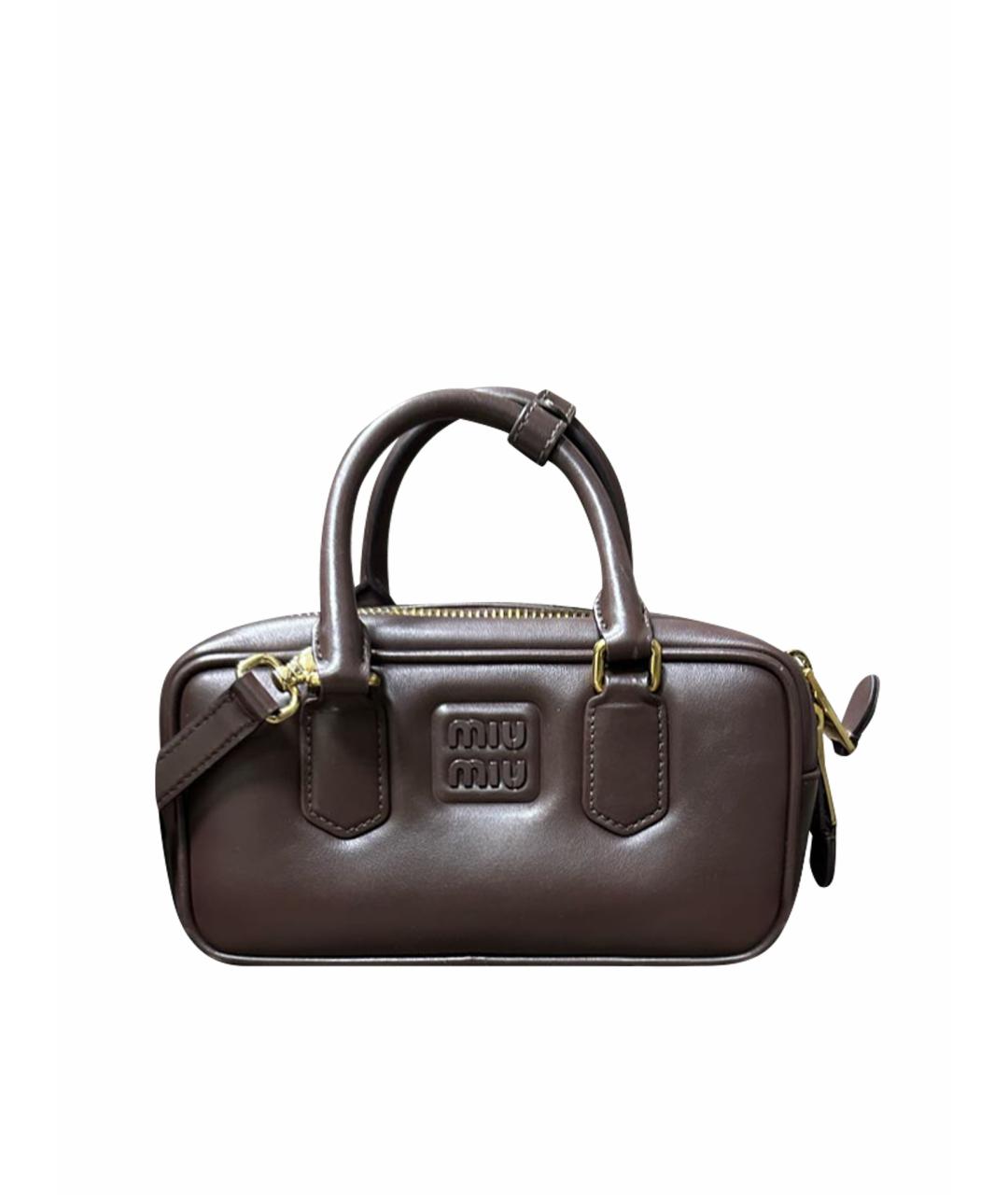 MIU MIU Бордовая кожаная сумка с короткими ручками, фото 1