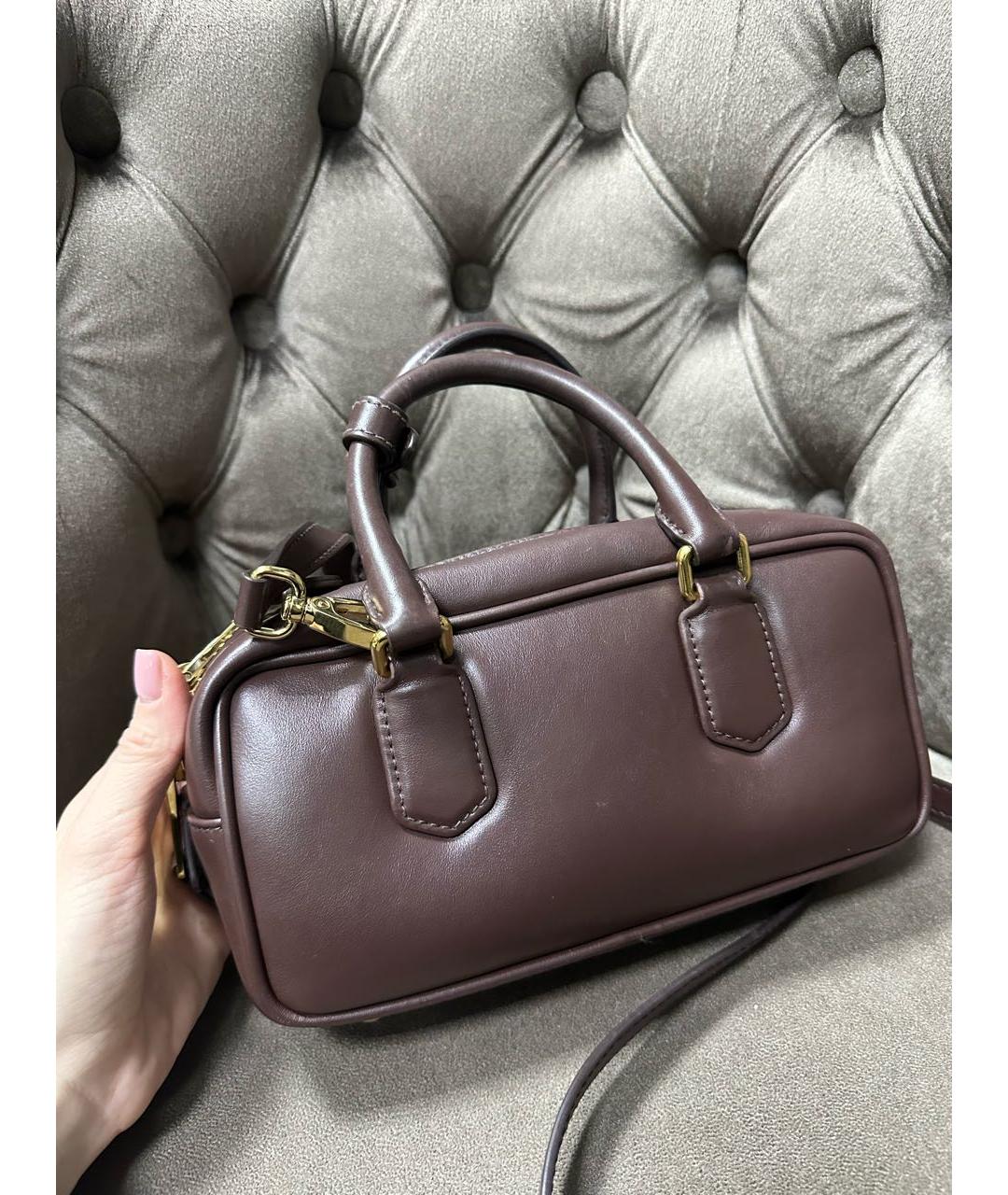 MIU MIU Бордовая кожаная сумка с короткими ручками, фото 6