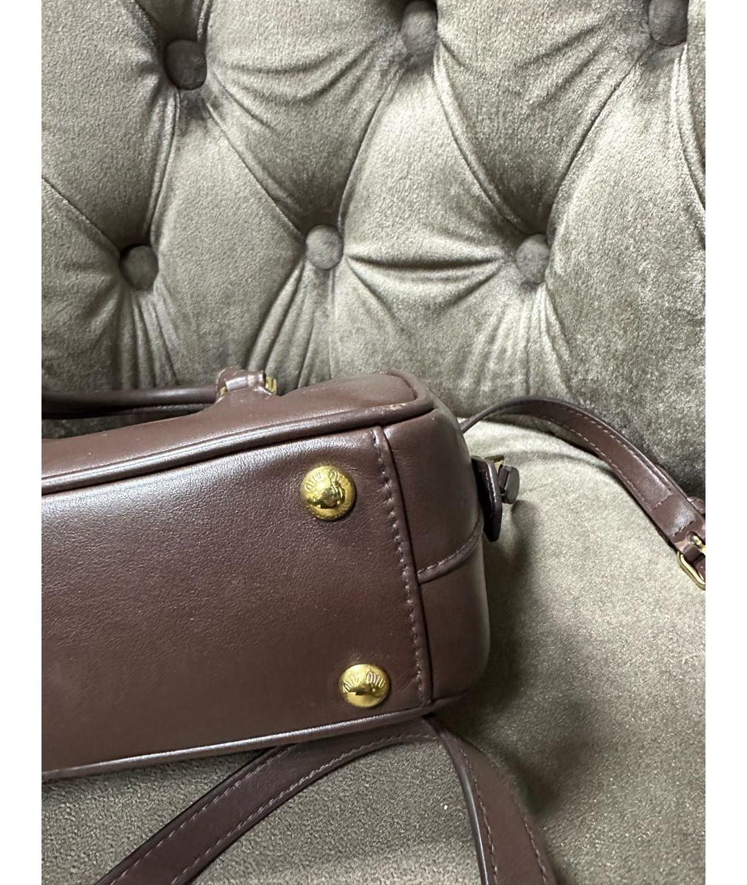 MIU MIU Бордовая кожаная сумка с короткими ручками, фото 5