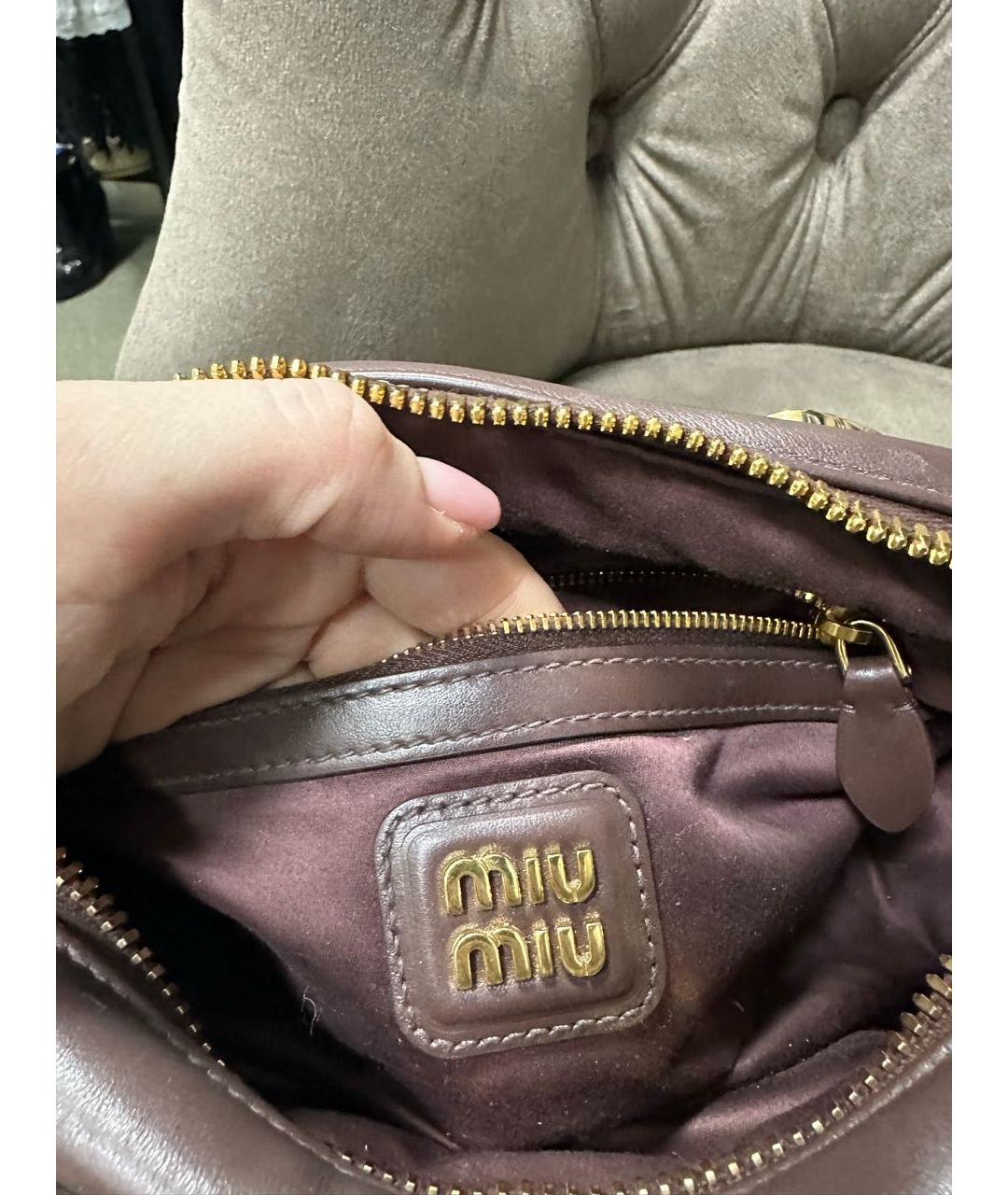 MIU MIU Бордовая кожаная сумка с короткими ручками, фото 7