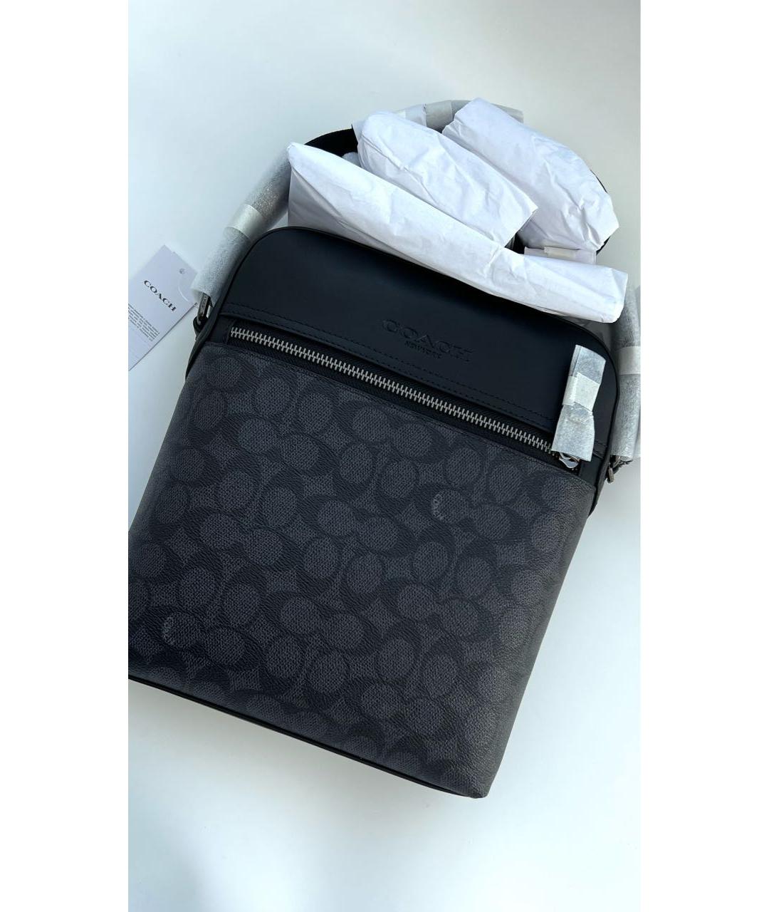 COACH Черная кожаная сумка на плечо, фото 6