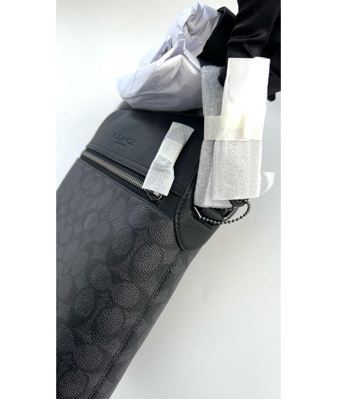 COACH Черная кожаная сумка на плечо, фото 4