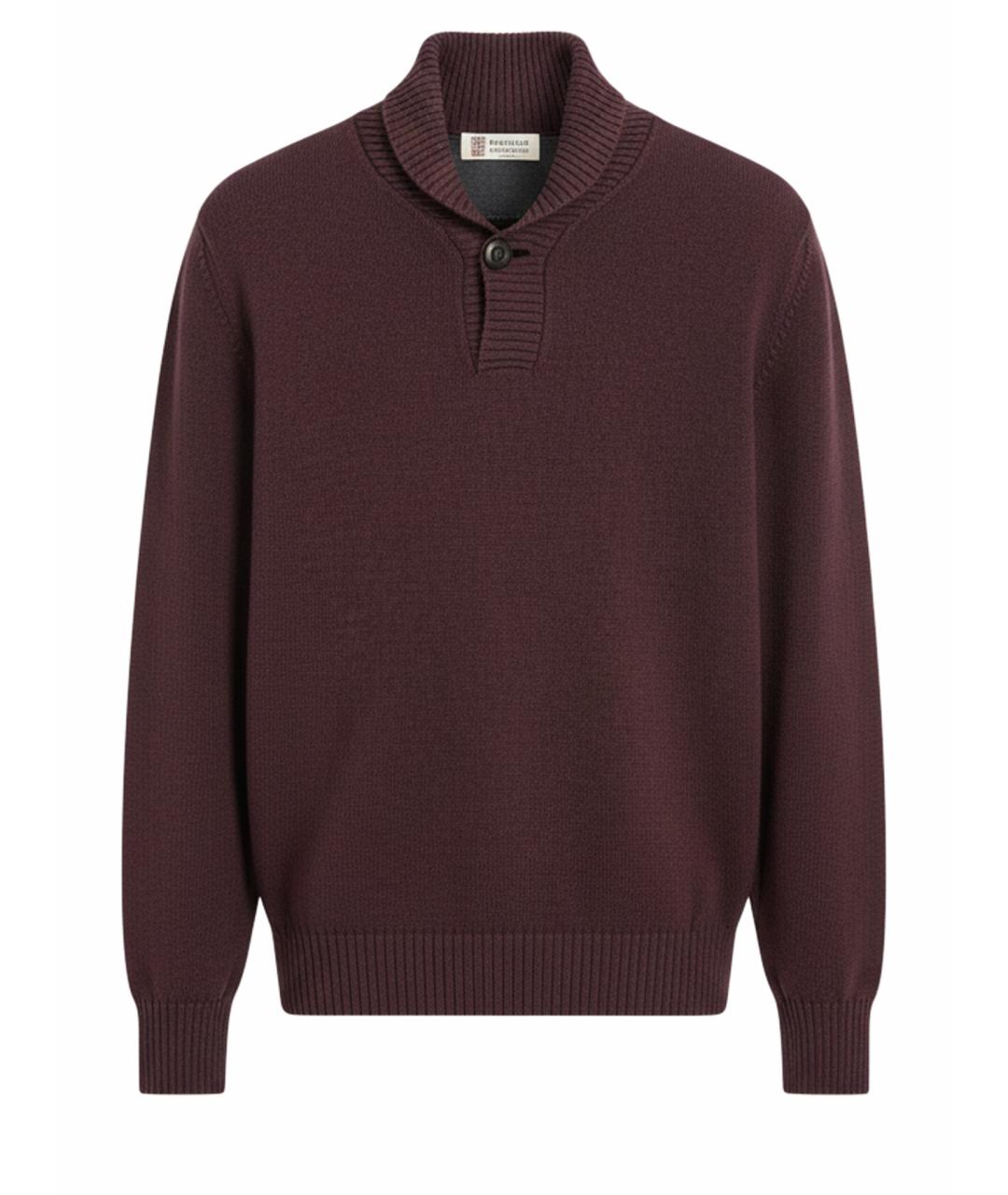 BRUNELLO CUCINELLI Бордовый хлопковый джемпер / свитер, фото 1