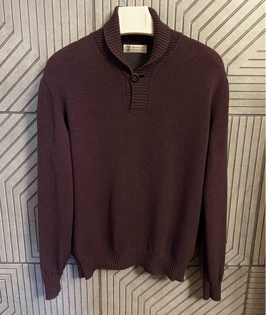 BRUNELLO CUCINELLI Бордовый хлопковый джемпер / свитер, фото 9