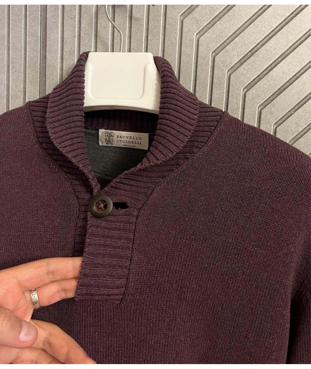 BRUNELLO CUCINELLI Бордовый хлопковый джемпер / свитер, фото 2