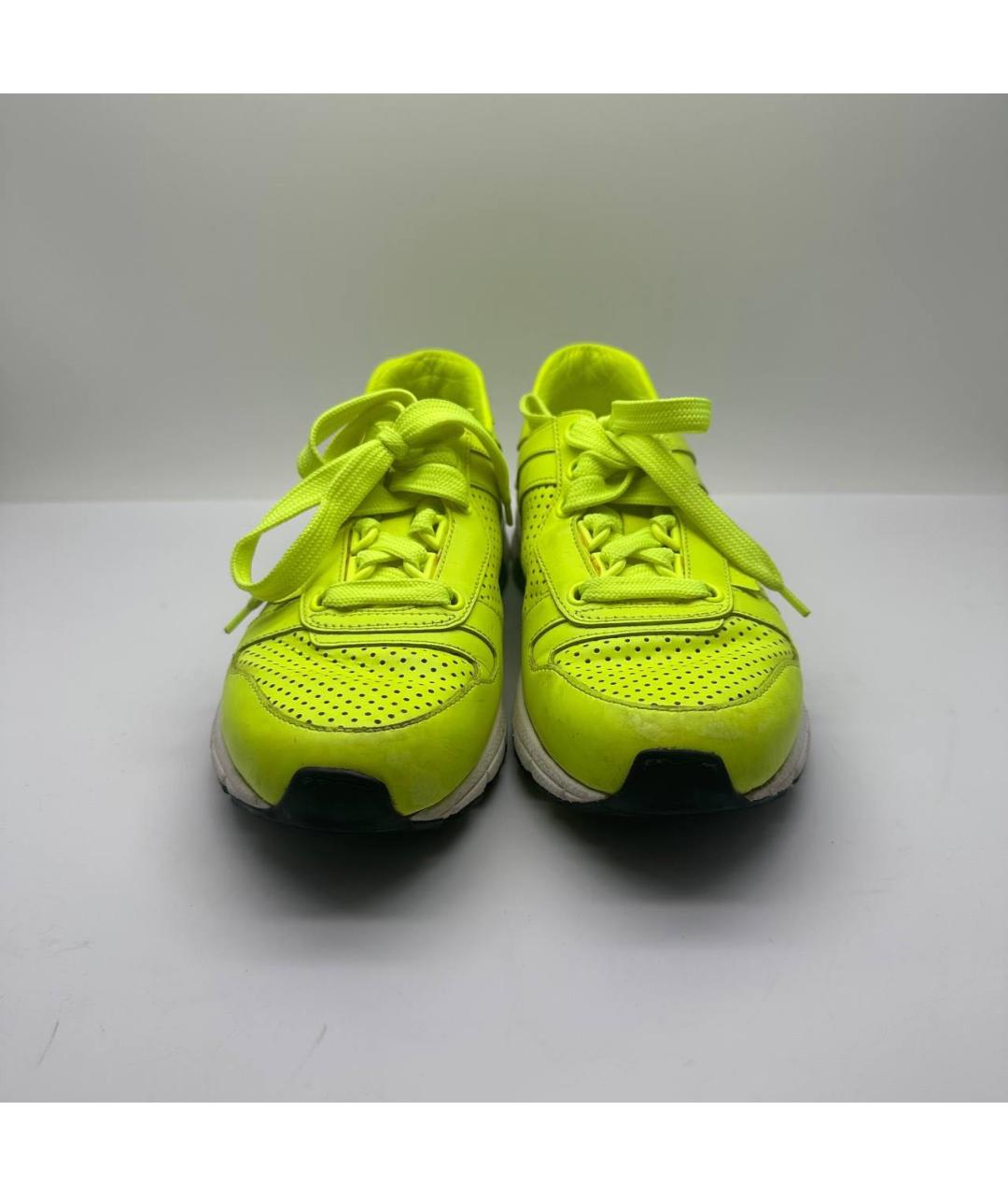 GUCCI Салатовые кожаные кроссовки, фото 3