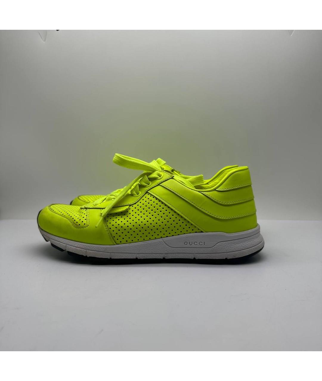 GUCCI Салатовые кожаные кроссовки, фото 2