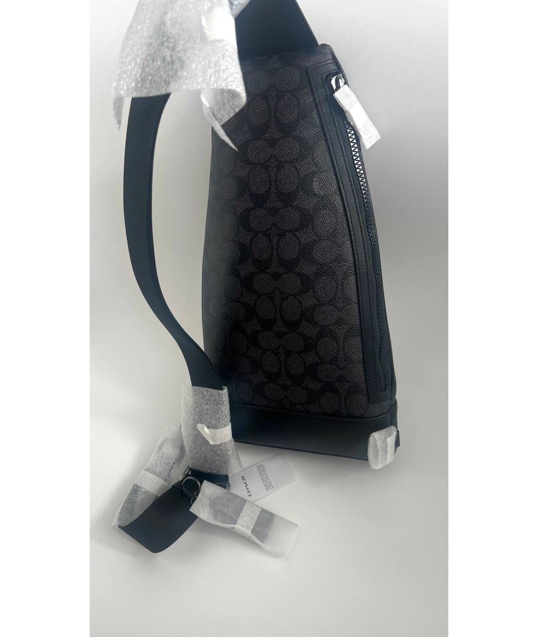 COACH Черная кожаная сумка на плечо, фото 5