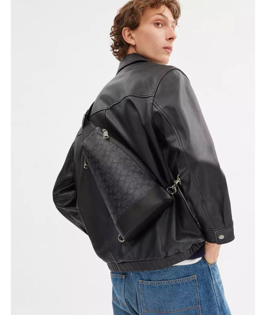 COACH Черная кожаная сумка на плечо, фото 2