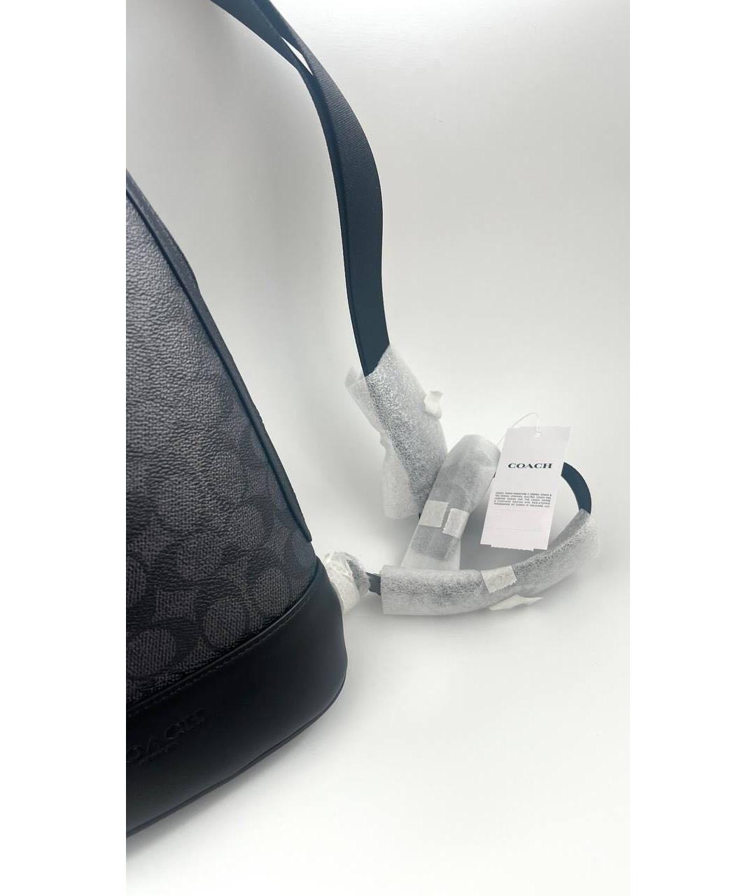 COACH Черная кожаная сумка на плечо, фото 6