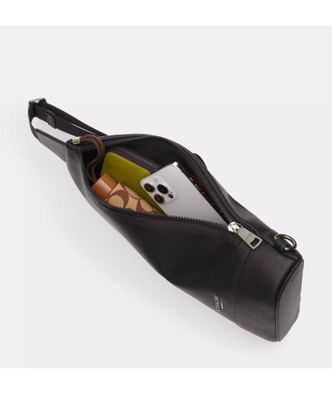 COACH Черная кожаная сумка на плечо, фото 3