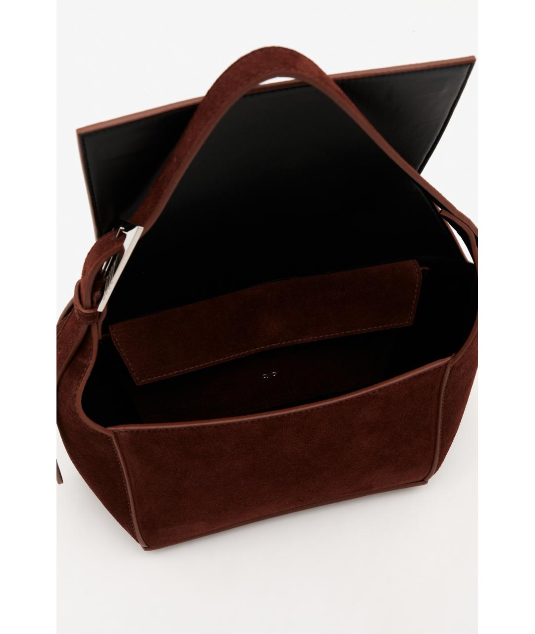 THE ATTICO Коричневая замшевая сумка с короткими ручками, фото 4