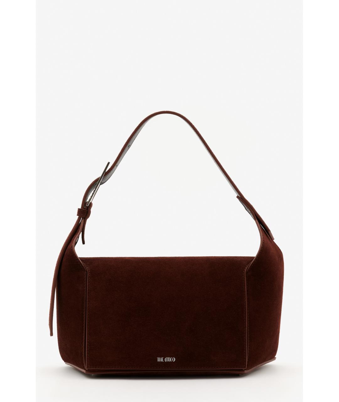 THE ATTICO Коричневая замшевая сумка с короткими ручками, фото 7