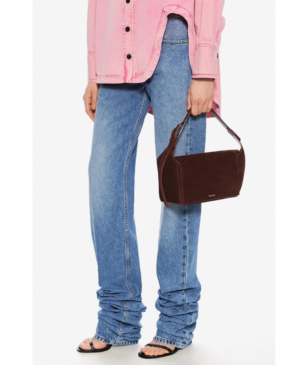 THE ATTICO Коричневая замшевая сумка с короткими ручками, фото 6