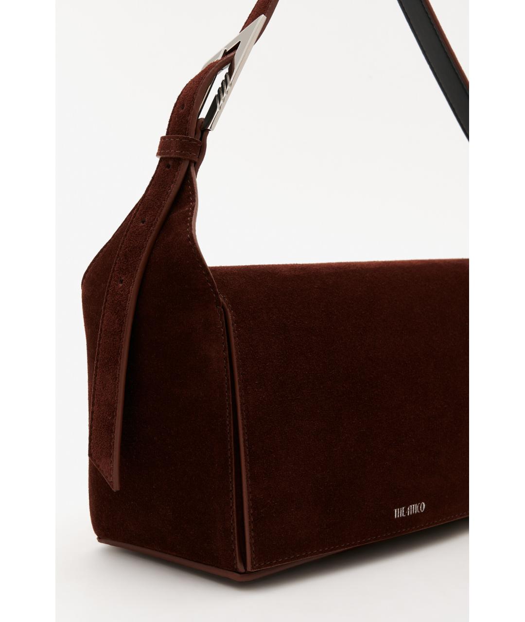 THE ATTICO Коричневая замшевая сумка с короткими ручками, фото 5