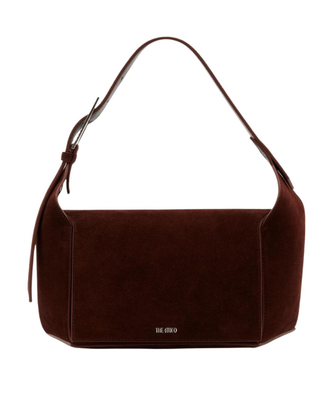 THE ATTICO Коричневая замшевая сумка с короткими ручками, фото 1