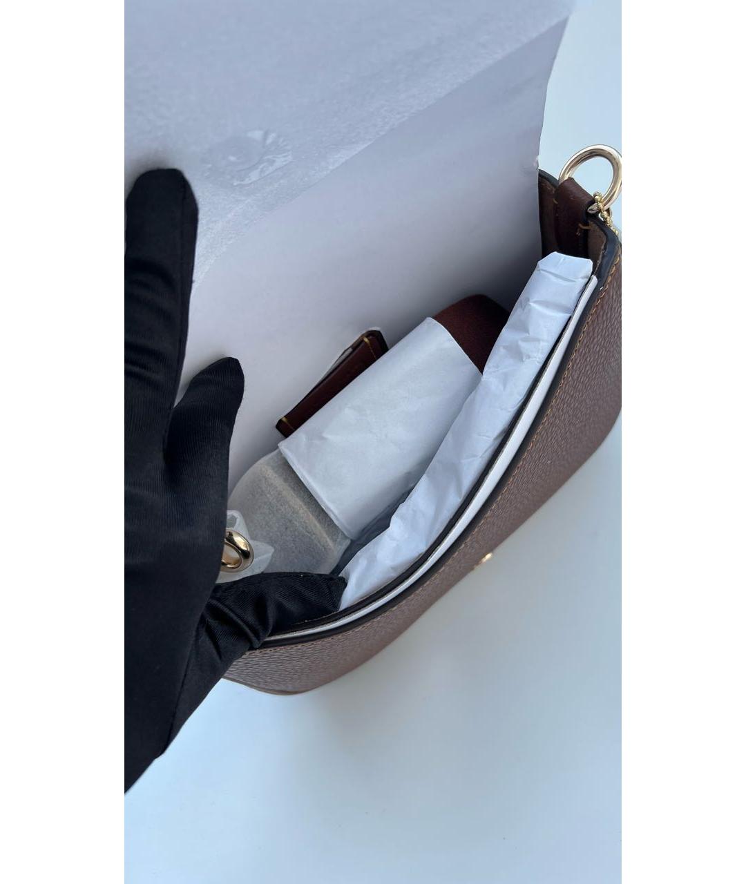 COACH Коричневая кожаная сумка через плечо, фото 3