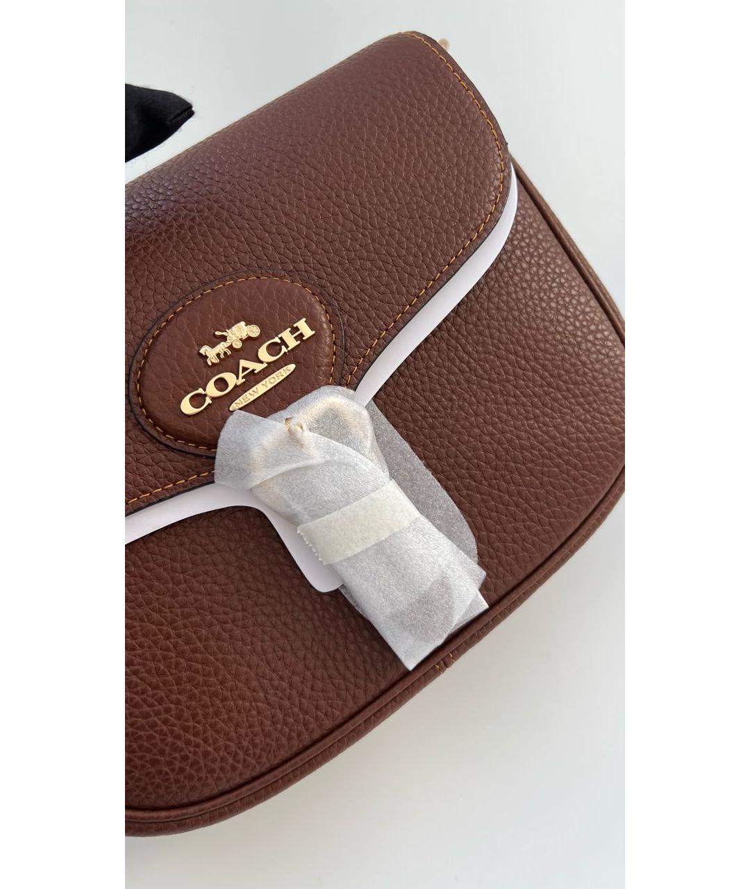 COACH Коричневая кожаная сумка через плечо, фото 4