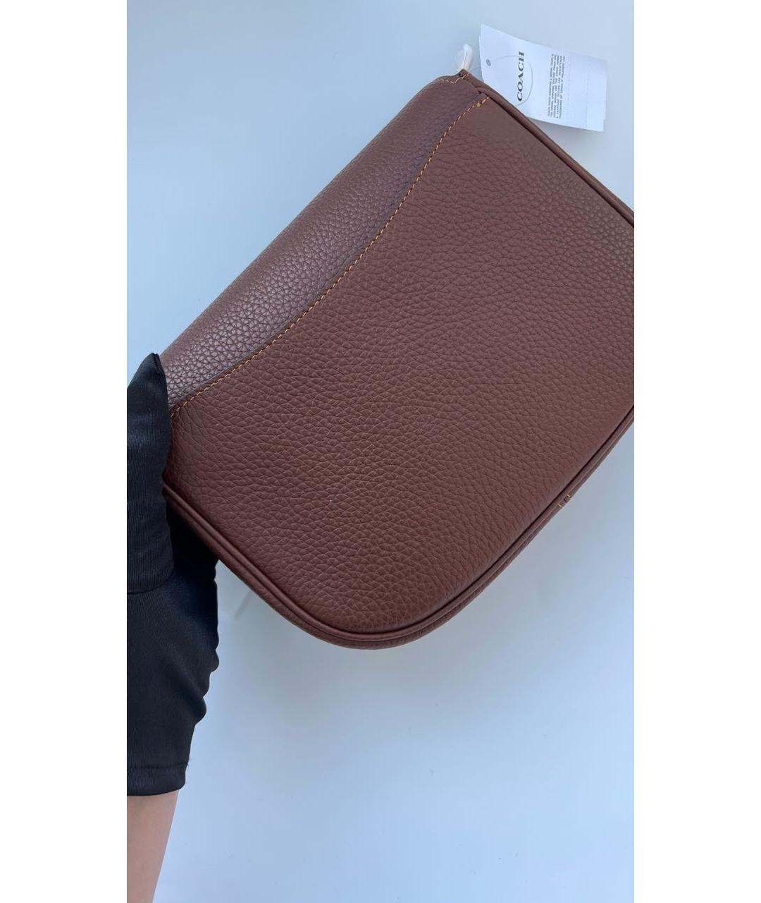 COACH Коричневая кожаная сумка через плечо, фото 8