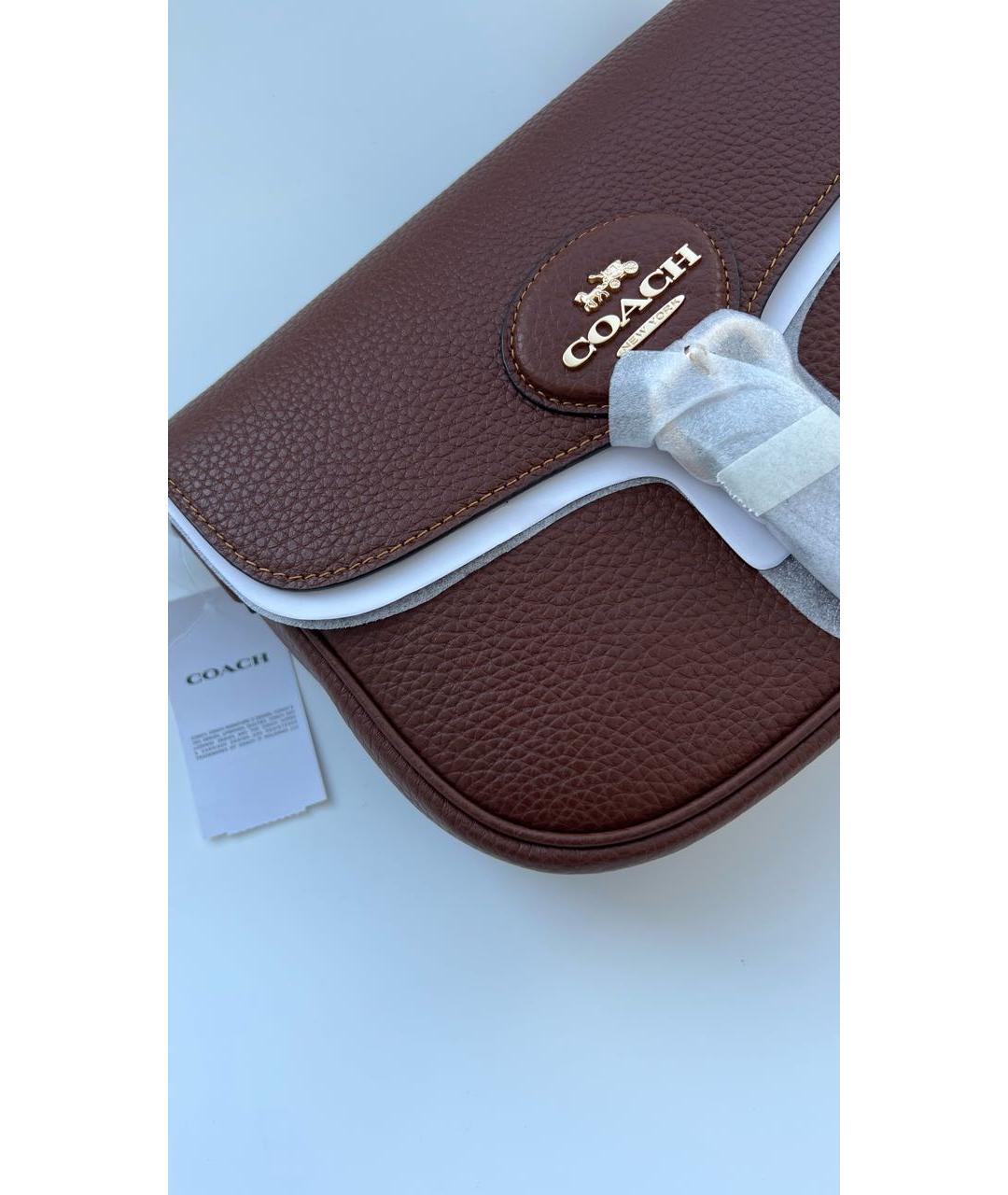 COACH Коричневая кожаная сумка через плечо, фото 2