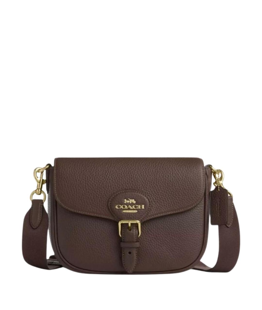 COACH Коричневая кожаная сумка через плечо, фото 1