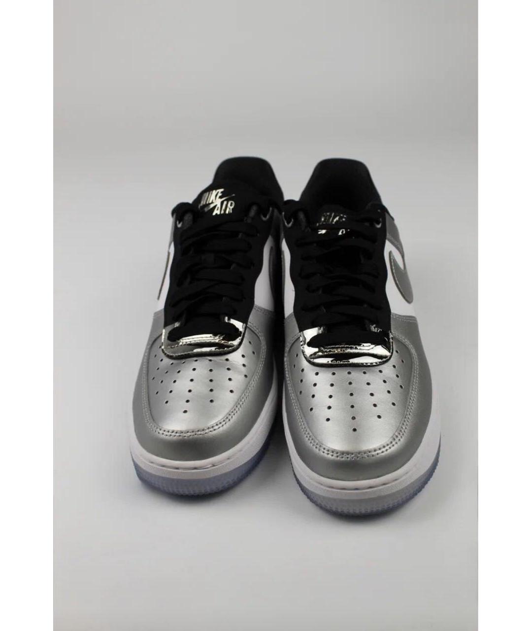 NIKE Серебряные кожаные кроссовки, фото 2