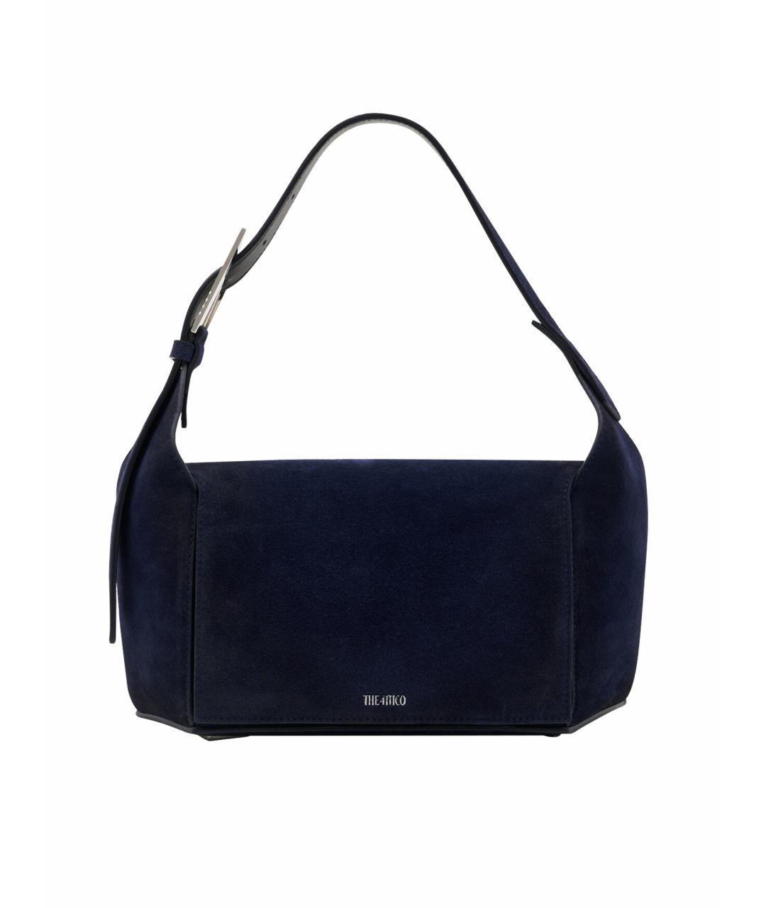 THE ATTICO Темно-синяя замшевая сумка с короткими ручками, фото 1