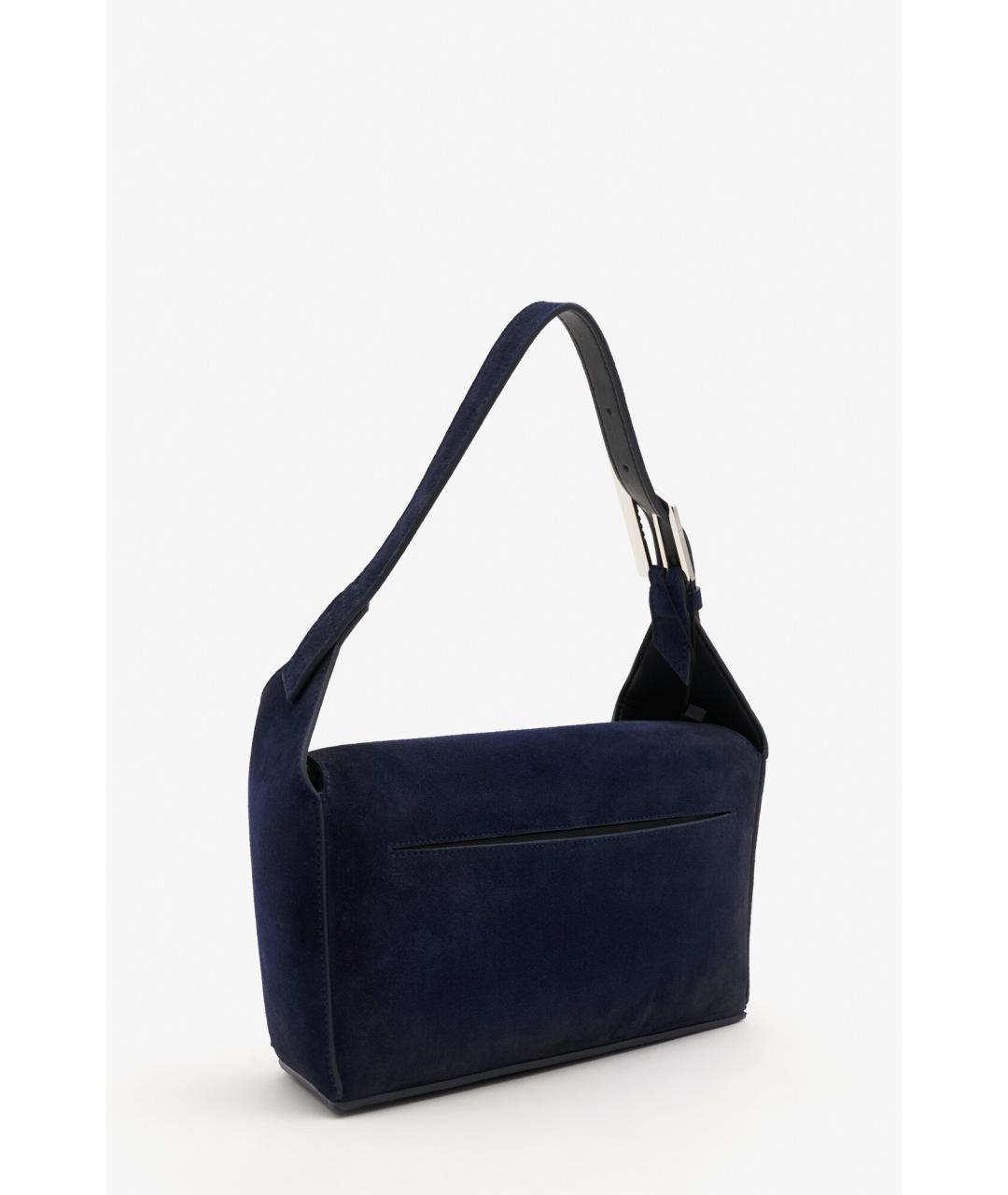 THE ATTICO Темно-синяя замшевая сумка с короткими ручками, фото 3
