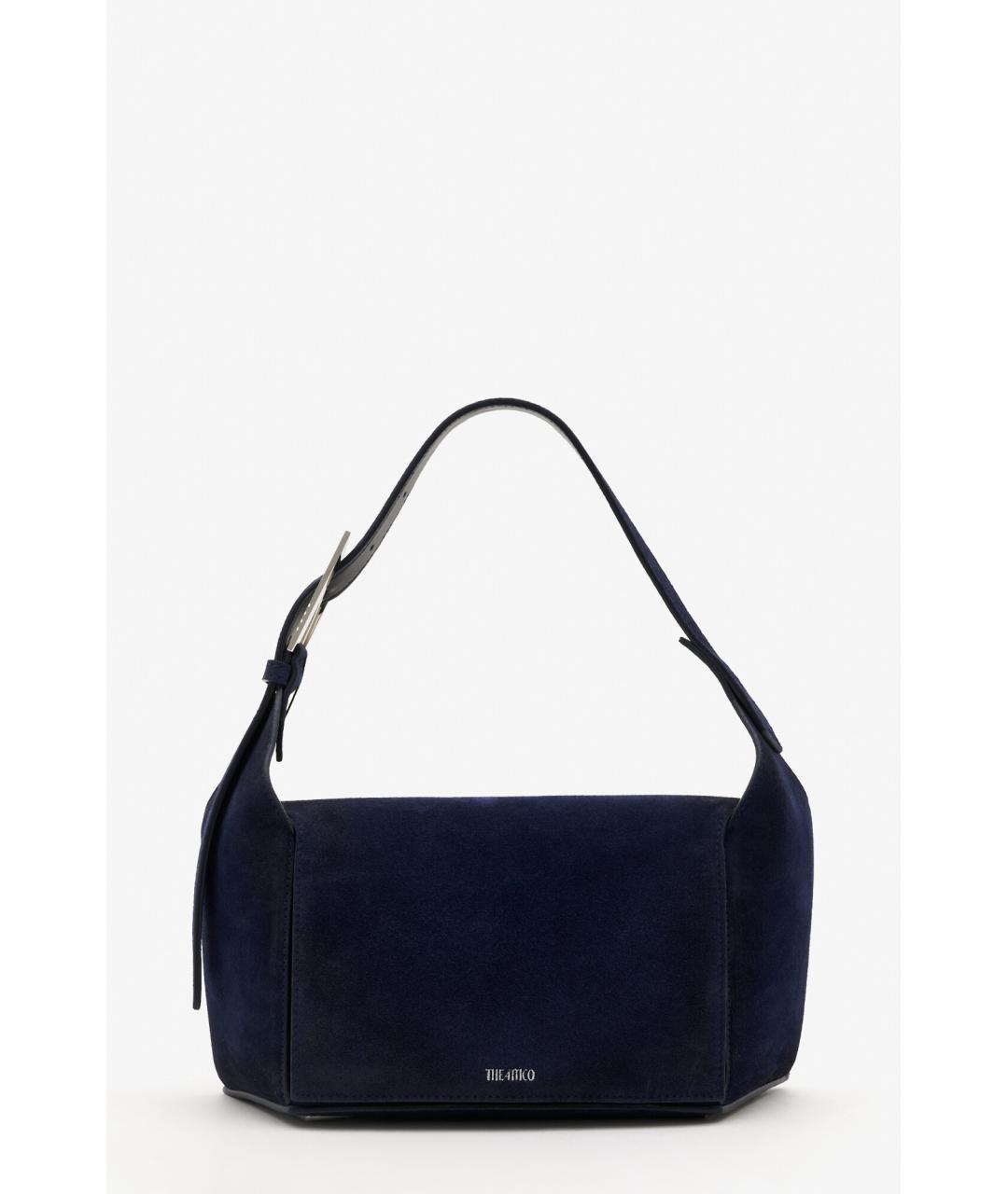 THE ATTICO Темно-синяя замшевая сумка с короткими ручками, фото 7