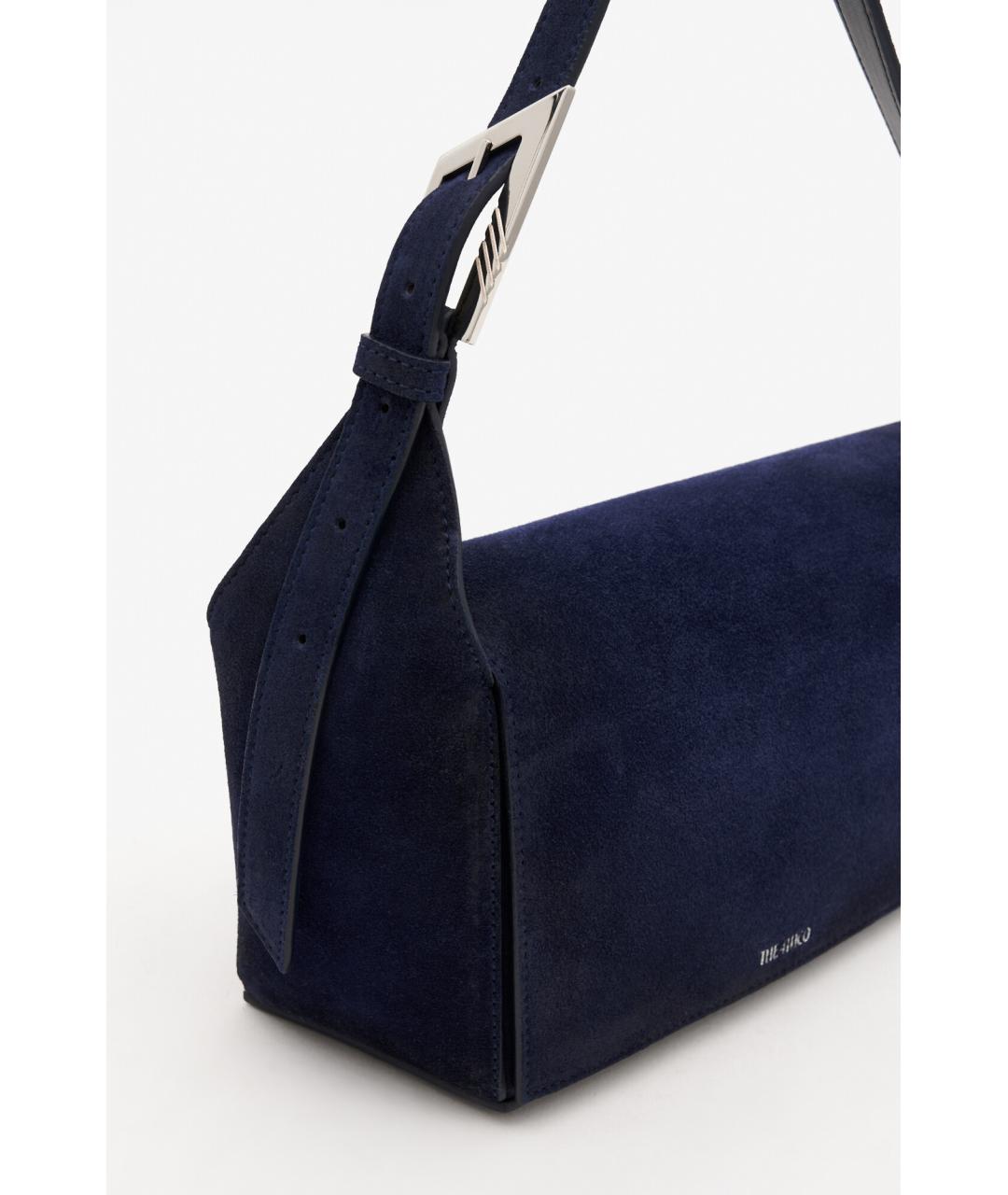 THE ATTICO Темно-синяя замшевая сумка с короткими ручками, фото 5
